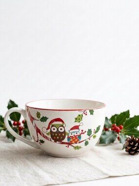 222 Fifth PTS Int Enchanted Woods Mug Owl Christmas Holiday (20 Oz) EUC